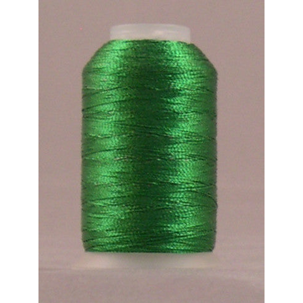 YLI Fine Metallic metallic embroidery thread spool in Green - 450m