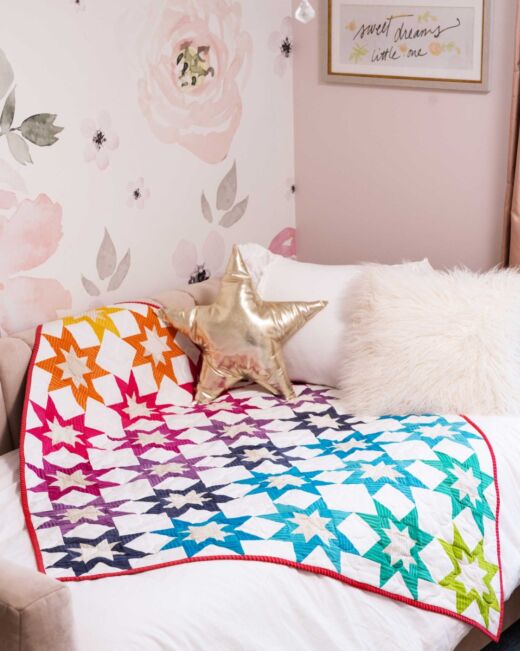 AccuQuilt GO! Rising Star 10" Finished die - assembled 10" Rising Star block quilt in lifestyle setting.