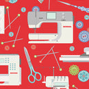Benartex Bernina Sewing Room  Red | Fabric