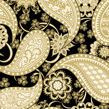 Benartex Amanda Murphy Jubilee Paisley Gold/Black