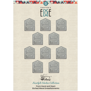 Crafters Edge Hand & Heart Etched Metal Embellishment Set of 10