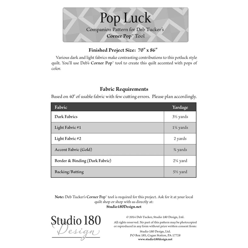 Studio 180 Pop Luck Pattern