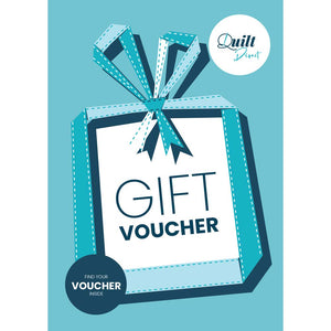 A graphic image of a Quilt Direct gift voucher, depicting a gift box with a ribbon and the text 'GIFT VOUCHER' on it.