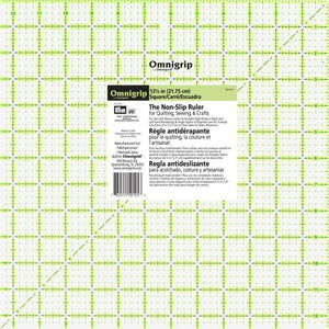 Omnigrip 12.5 Inch Square Ruler with Non-Slip Backing for Quilting and Patchwork