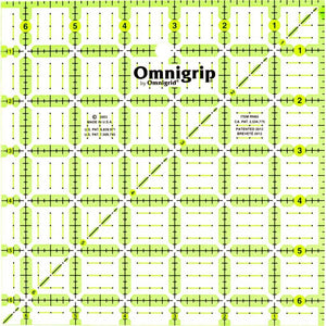 Omnigrip 6.5 Inch Square Ruler with Non-Slip Backing for Quilting and Patchwork