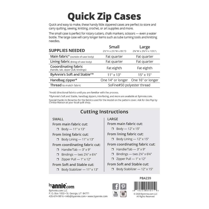 ByAnnie Quick Zip Case Pattern