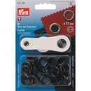 Prym Brass Eyelets and Washers 11mm - Black  Pk of 15