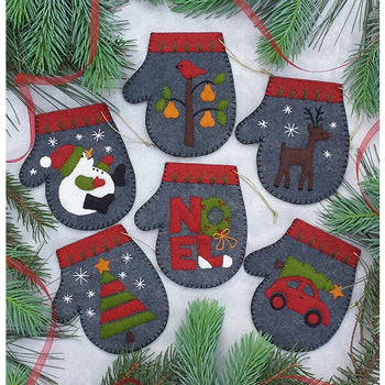 Rachel Pellman Charcoal Mittens Ornaments