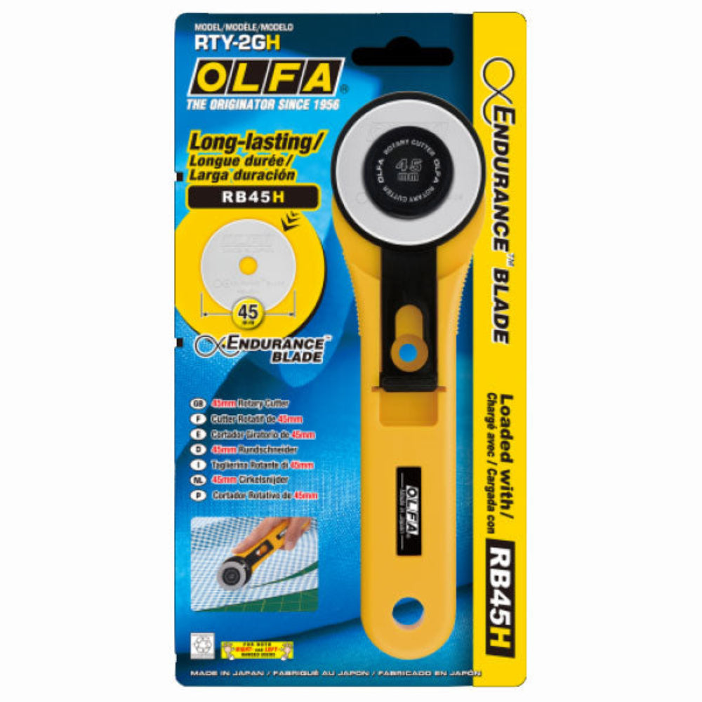 Genuine Olfa RTY-2G/H 45mm Rotary Cutter Pre-Loaded with RB45H Endurance Blade