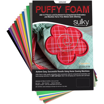Sulky Puffy Foam 2mm Asst 9" x 6" (23cm x 15cm) Pack of 12