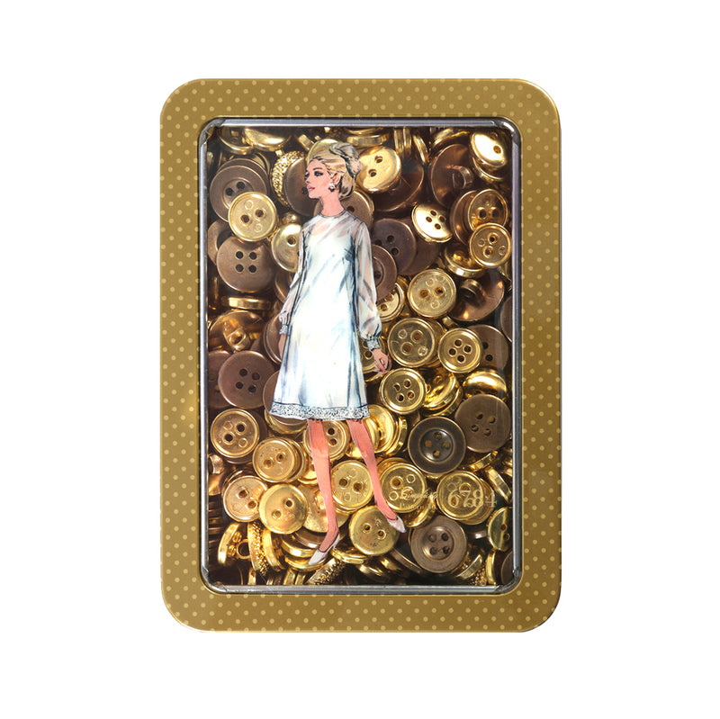 Simplicity Vintage Button Tin Gold