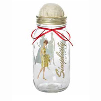 Vintage Storage Jar with Pin Cushion Top - Plain - craft pattern by Simplicity - detail view