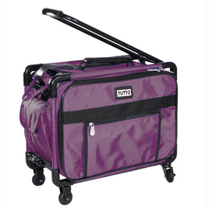 A small purple Tutto brand machine tote with a black frame and telescopic pull bar, featuring multiple pockets and the Tutto logo on the side.