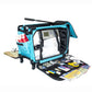 Tutto Machine Tote Medium in Turquoise - ballistic nylon sewing machine carry-on with wheels and pull bar, showing storage options