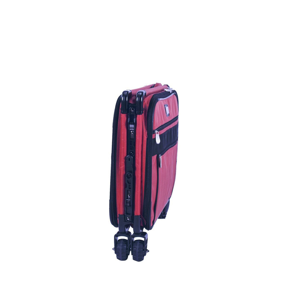 Tutto Machine Tote Large in Red - ballistic nylon sewing machine carry-on with wheels and pull bar -Folded