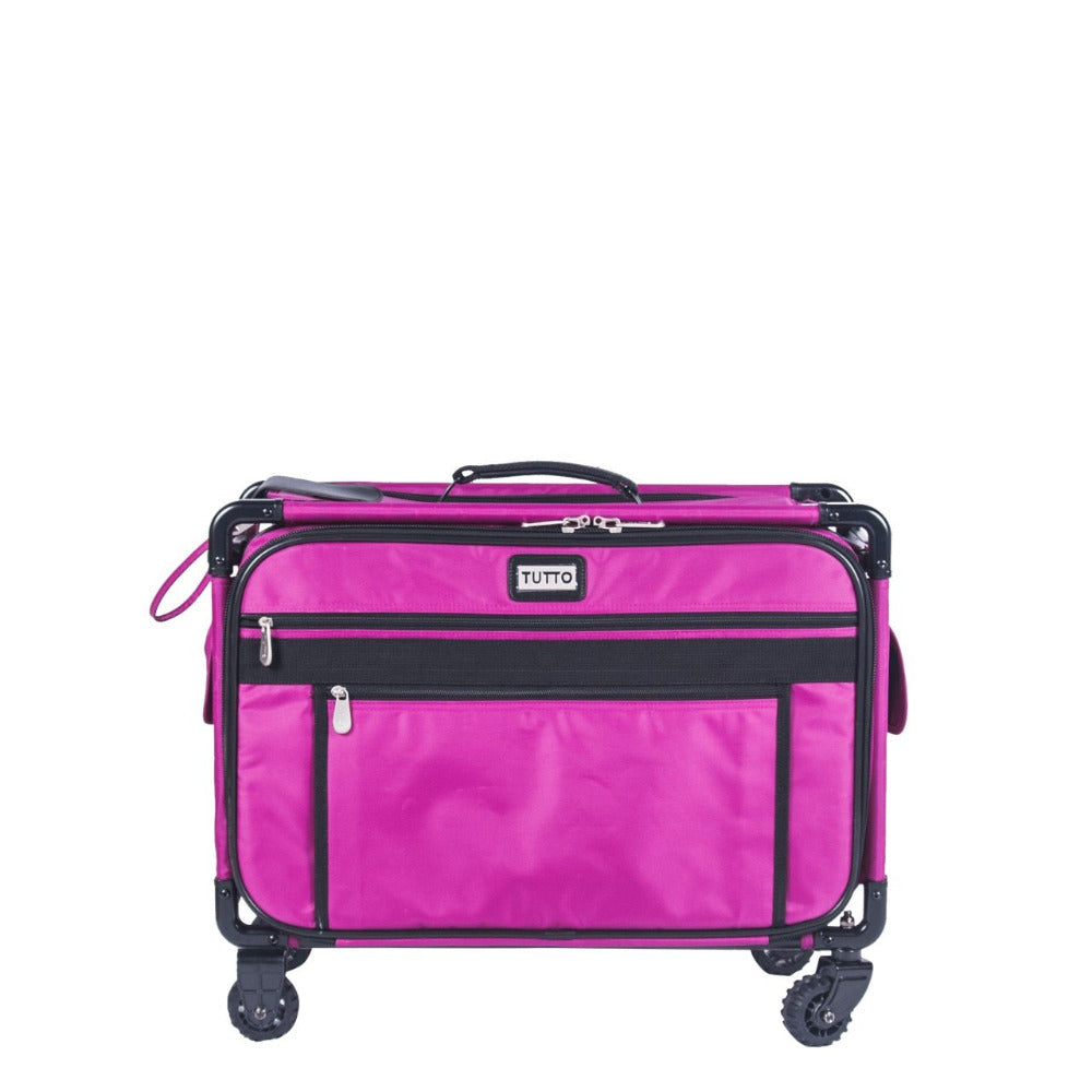 Tutto Machine Tote Large in Pink - ballistic nylon sewing machine carry-on with wheels and pull bar