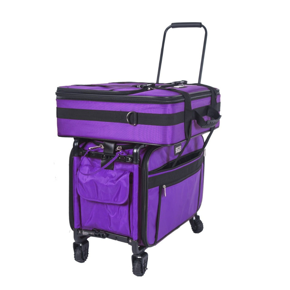 Tutto Machine Tote Large in Purple - ballistic nylon sewing machine carry-on with wheels and pull bar